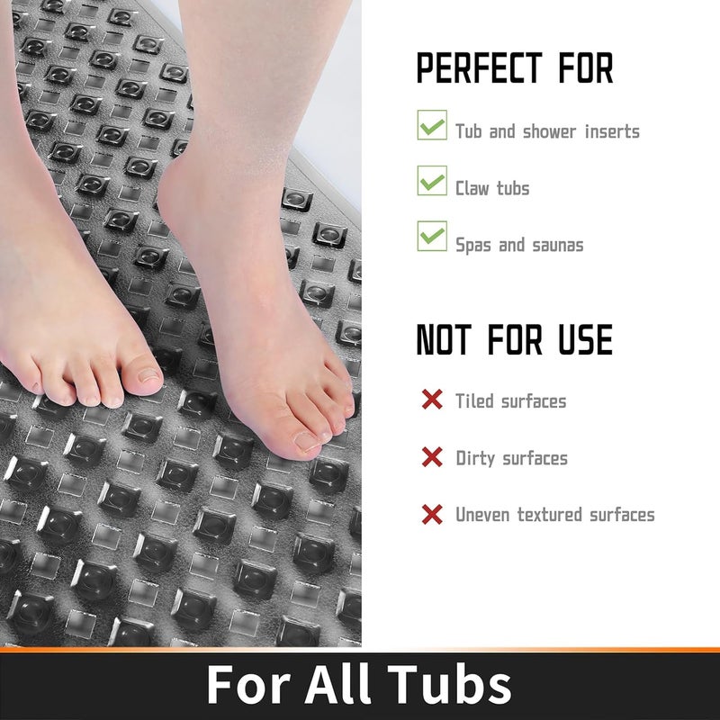 Azonee Original Non-Slip Bathtub Mat with Drain Holes and Suction Cups - 34.5 x 15.5 Inches - Image 4