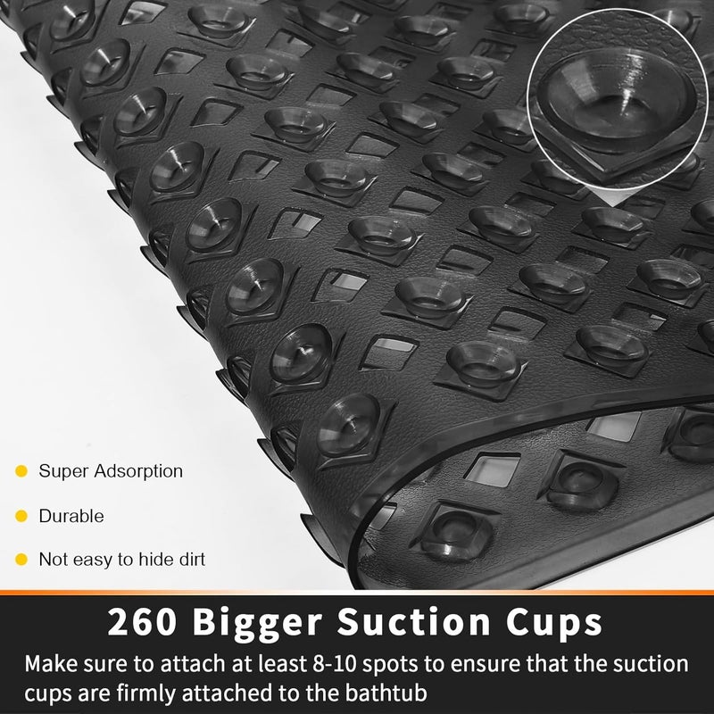 Azonee Original Non-Slip Bathtub Mat with Drain Holes and Suction Cups - 34.5 x 15.5 Inches - Image 2