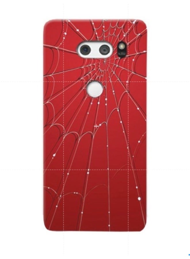غطاء حماية واقٍ بنقش شبكة العنكبوت لهاتف إل جي V30 أحمر