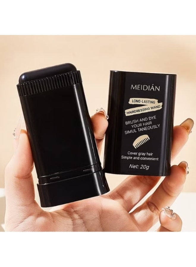 Meidián Instant Root Touch Up Stick for Gray Hair - Temporary Concealer Pen for Men & Women, Easy Washable Hair Color for White Hair Coverage, Travel-Size (Black) - Image 1