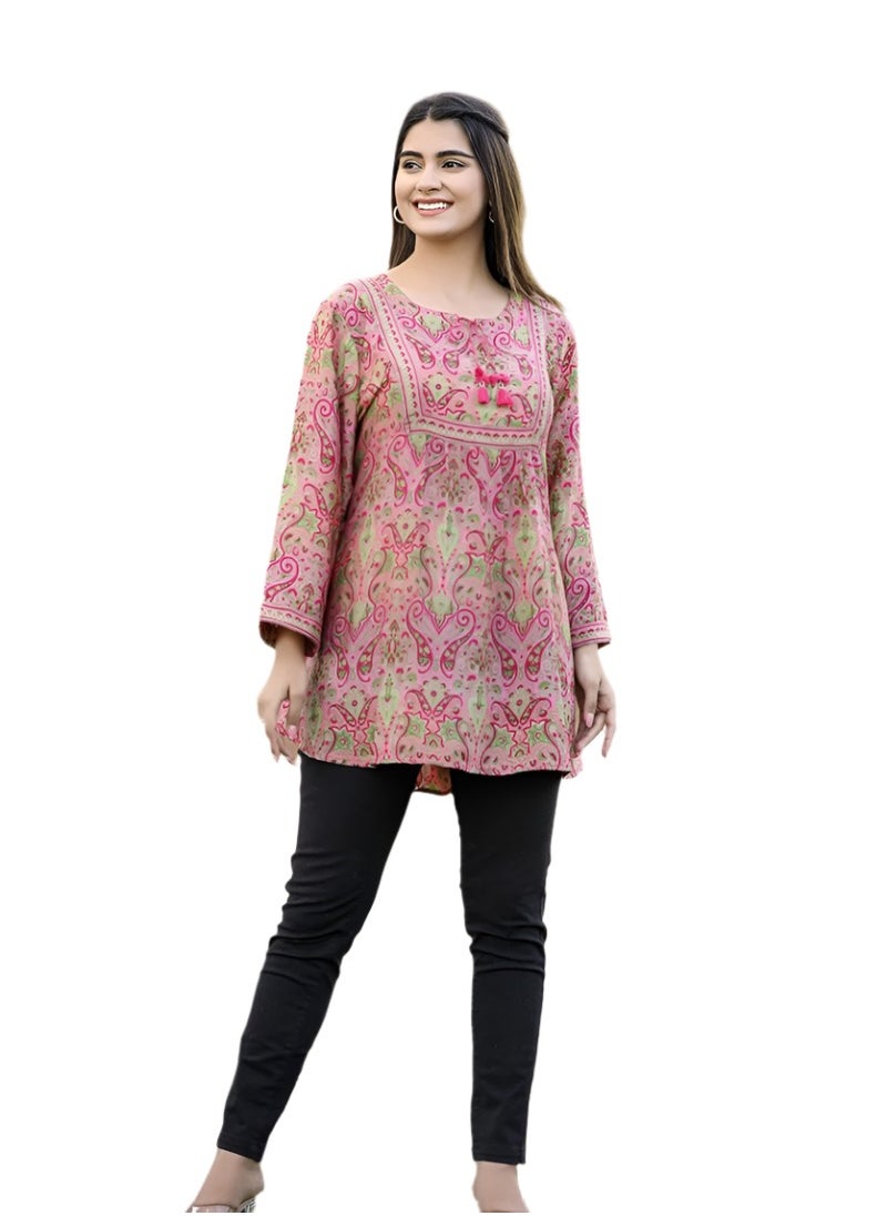 Swadesh Souq - Pink Printed Casual Top for Women - Image 1