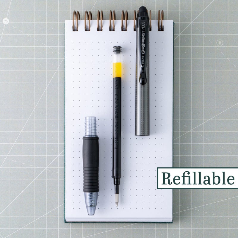 PILOT قلم بايلوت G2 ستايلس، نقطة دقيقة 0.7 مم، عبوة من 2، حبر أسود، برميل رمادي - Image 2