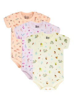 Funny Bunny Pack of 3 Cotton Half Sleeve Bodysuit for Baby  - Image 1