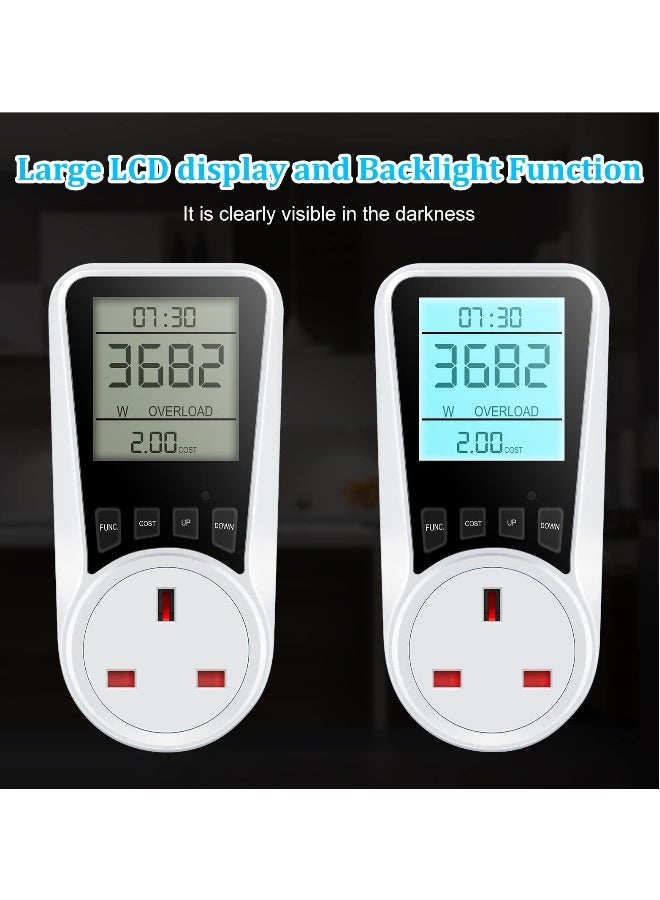 Smart Energy Monitor Plug with Backlight LCD, 7 Modes for Voltage, Amps, Wattage & KWH, 2900W/13A Overload Protection  - Image 5