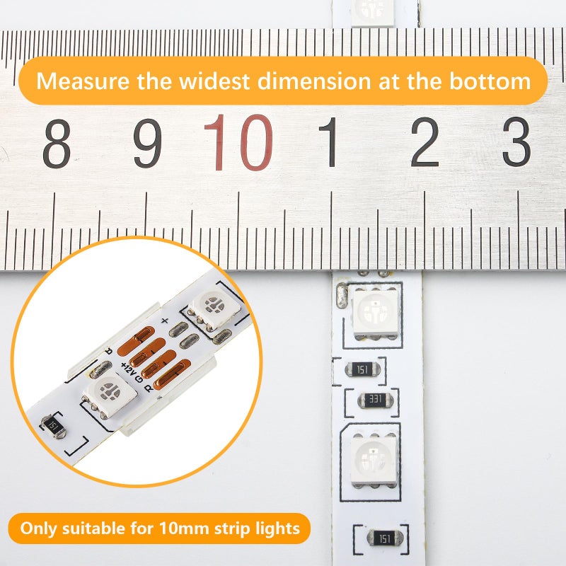 VIPMOON 100pcs Clear 10mm LED Strip Light Mounting Clips 10mm Width Holders and 100pcs Compatible Stainless Steel Phillips Screws Mounting Brackets for Waterproof or Non-Waterproof 3528 5050 5630 - Image 5