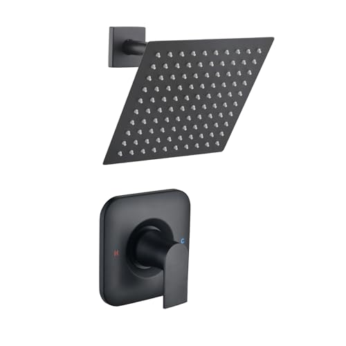 Ultrimkit Shower Faucet Compatible with Moen Trim Kit 8 High Pressure Rain Showerhead Shower Handle Valve Catridge Not Inclued Matte Black - Image 1