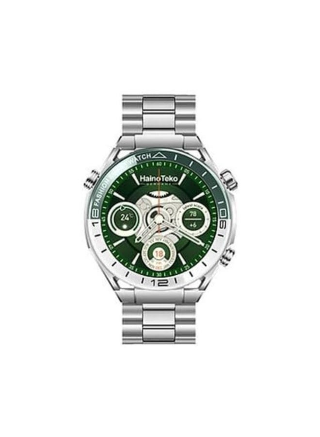 Haino Teko RW67 Watch Ultimate – HD IPS AMOLED Display, Bluetooth Calling, 3-Strap Set (1 Stainless Steel + 2 Silicone) – Green - Image 4