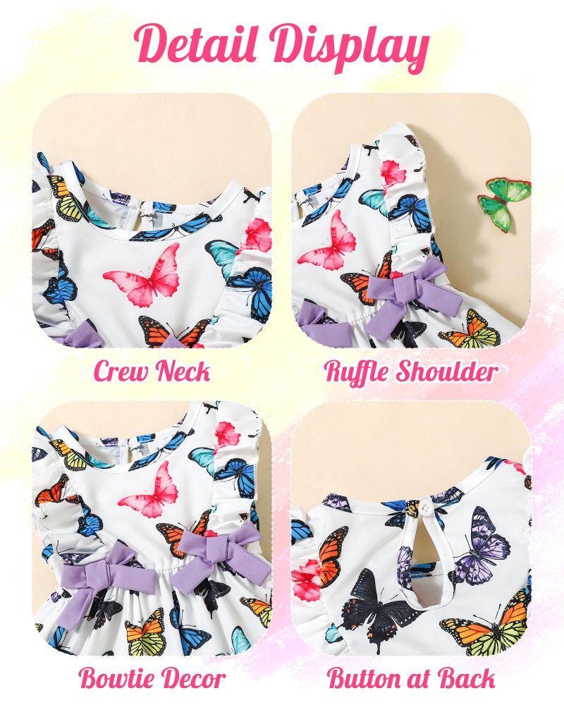 Mioglrie Baby Girl Dress 18-24 Months Girl Clothes Summer Infant Outfits Newborn Ruffle Sleeveless Butterfly Sundress Cute Dresses for Girls - Image 4