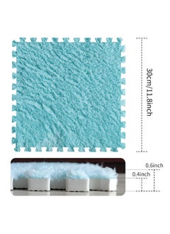 A.M Pack of 10/20 Interlocking Foam Carpet Tiles, 30 x 30 cm Plush Puzzle Foam Floor Mat with Edge for Living Room/Bedroom (10 Pieces Blue + 10 Pieces White)  - Image 3