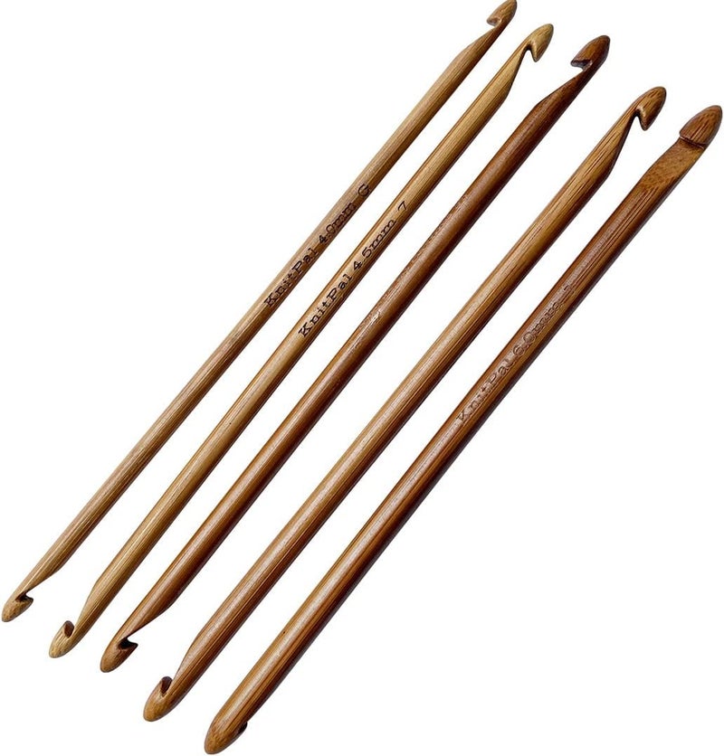 KnitPal 6-inch (15cm) Double Ended Tunisian Crochet Hooks, for Afghan Stitches and Socks (3 Free Patterns),Set of 5 Sizes G/4mm, 7/4.5mm, H/5mm, I/5.5mm and J/6mm, Same Size on Each end - Image 1