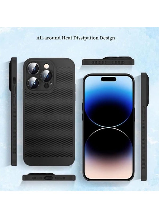Case For iPhone 16 Pro Max 6.9-Inch Heat Dissipation Case with Built-in Camera Lens Protector Slim Fit Breathable Cooling Anti-Fingerprint Hard PC Back Shockproof Cover (Black)  - Image 2