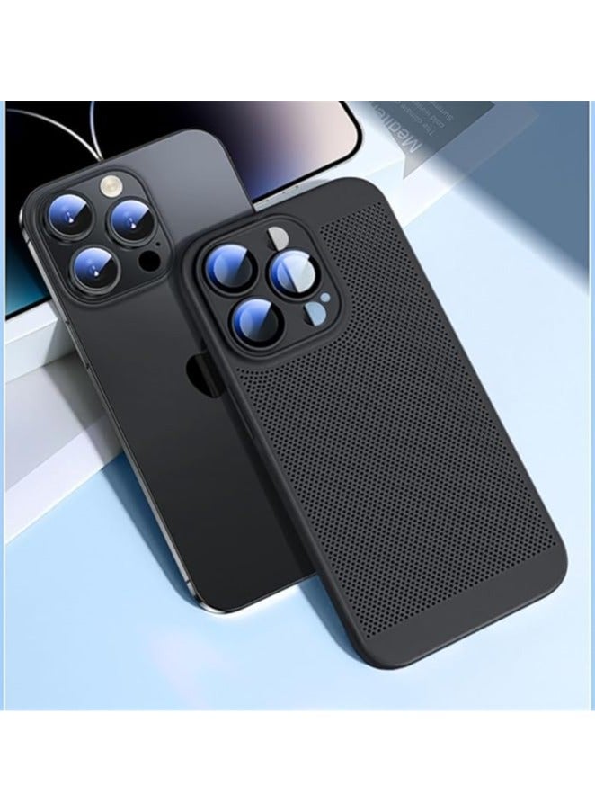 Case For iPhone 16 Pro Max 6.9-Inch Heat Dissipation Case with Built-in Camera Lens Protector Slim Fit Breathable Cooling Anti-Fingerprint Hard PC Back Shockproof Cover (Black)  - Image 4