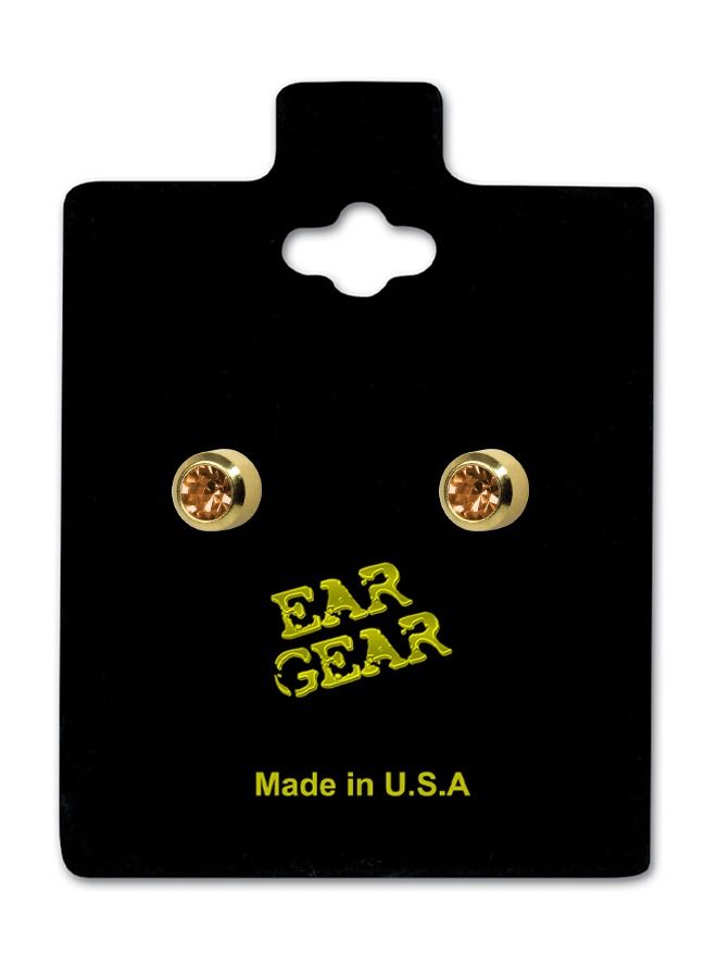 آير جير قراط أذن أمريكي بيزل ذهبي كريستال لون توباز حجم وسط مقاس 4 مم، مطلي بذهب عيار 24 - Image 1