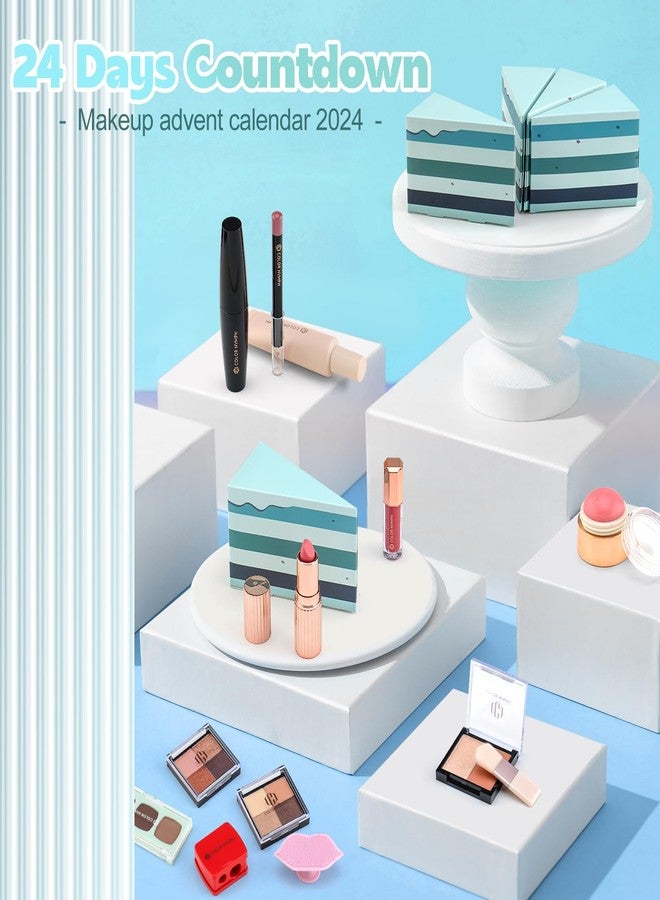 Color Nymph Makeup Advent Calendar, 24 Days Advent Calendar Valentines Day Birthday Makeup Gift Sets for Beauty Cosmetics Kit For Teens Girlfriend Daughters Surprise Holiday Gift Mint Green - Image 4