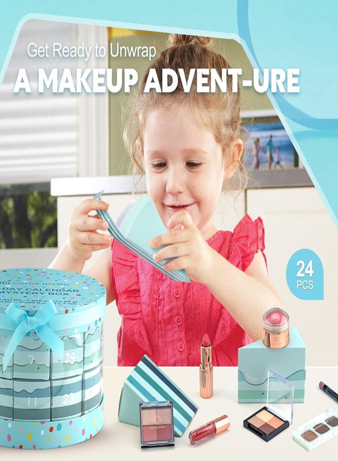 Color Nymph Makeup Advent Calendar, 24 Days Advent Calendar Valentines Day Birthday Makeup Gift Sets for Beauty Cosmetics Kit For Teens Girlfriend Daughters Surprise Holiday Gift Mint Green - Image 2