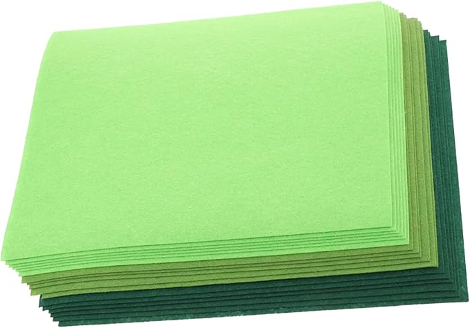 Green Non Woven Felt Fabric Sheets 18pcs DIY Craft Material for Art Projects - Image 1