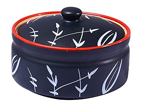 caffeine ceramic handmade black bamboo serving donga casserole (set of 1) - Image 2