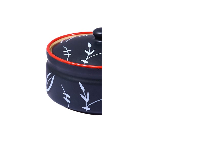 caffeine ceramic handmade black bamboo serving donga casserole (set of 1) - Image 3