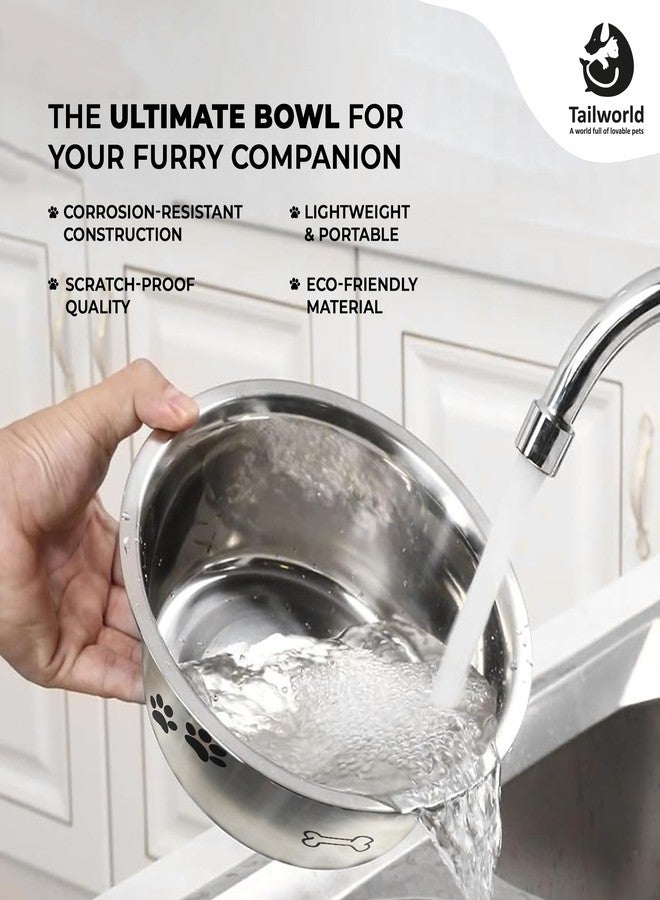 Tailworld Pet Bowl with Anti Skid Ring & Paw Print Design | Durable Food & Water Bowl for Dogs & Cats | Non-Slip Base | Easy to Clean | Ideal for Daily Feeding 725ml (Pack of 1) - Image 2