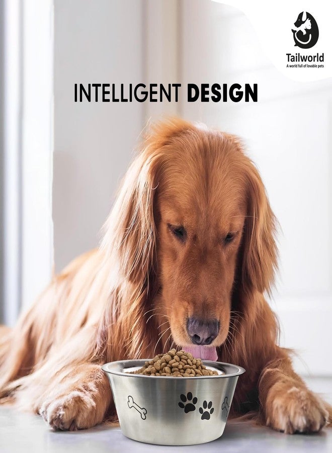 Tailworld Pet Bowl with Anti Skid Ring & Paw Print Design | Durable Food & Water Bowl for Dogs & Cats | Non-Slip Base | Easy to Clean | Ideal for Daily Feeding 725ml (Pack of 1) - Image 3