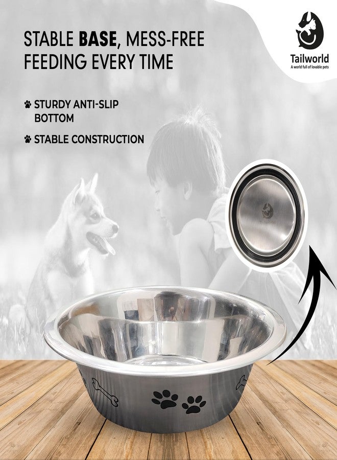 Tailworld Pet Bowl with Anti Skid Ring & Paw Print Design | Durable Food & Water Bowl for Dogs & Cats | Non-Slip Base | Easy to Clean | Ideal for Daily Feeding 725ml (Pack of 1) - Image 5