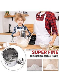 SUNNIFA SUNNIFA Stainless Steel Mesh Flour Sifter for Baking Double Layer Fine Mesh Baking Sifter One Hand Press Crank Sifter for Powdered Sugar Shaker Duster Flour Sieve Sifter for Baking Cake 1 Pcs  - Image 4
