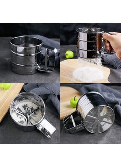 SUNNIFA SUNNIFA Stainless Steel Mesh Flour Sifter for Baking Double Layer Fine Mesh Baking Sifter One Hand Press Crank Sifter for Powdered Sugar Shaker Duster Flour Sieve Sifter for Baking Cake 1 Pcs  - Image 5