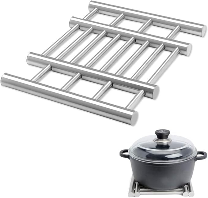 GNOLY Extendable Stainless Steel Trivet for Hot Pots and Pans - Adjustable Heat-Resistant Table Mat Coaster for Kitchen Counter and Dining Table - Durable, Easy to Clean, Rustproof Hot Pad - Image 1