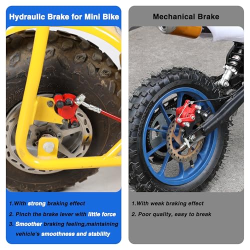 YOXUFA Mini Bike Hydraulic Disc Brake Caliper Kit Replacement for Baja Doodle Bug DB30 Blitz Dirt Bug Predator 79cc 97cc 2.8hp Mini Bike Parts with 50 inch Hose Tube Master Cylinder - Image 4