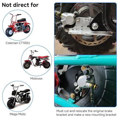 YOXUFA Mini Bike Hydraulic Disc Brake Caliper Kit Replacement for Baja Doodle Bug DB30 Blitz Dirt Bug Predator 79cc 97cc 2.8hp Mini Bike Parts with 50 inch Hose Tube Master Cylinder - Image 5