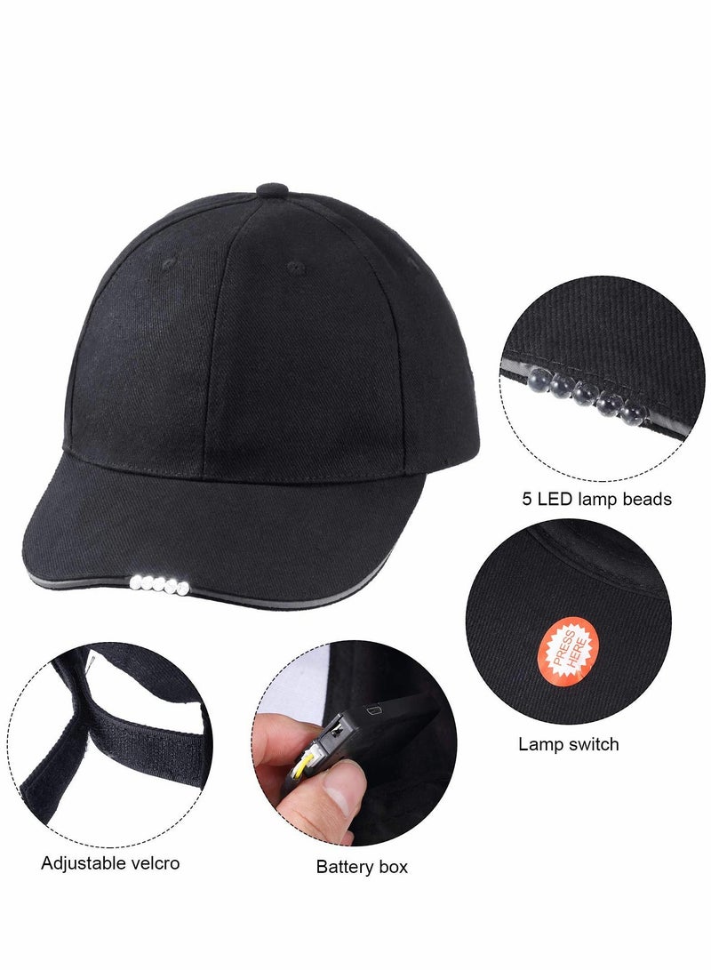 Excefore قبعة بيسبول LED بدون استخدام اليدين مع 5 بطاريات تعمل كمصباح يدوي للصيد والركض والتخييم والعمل اليدوي والحفلات - Image 3
