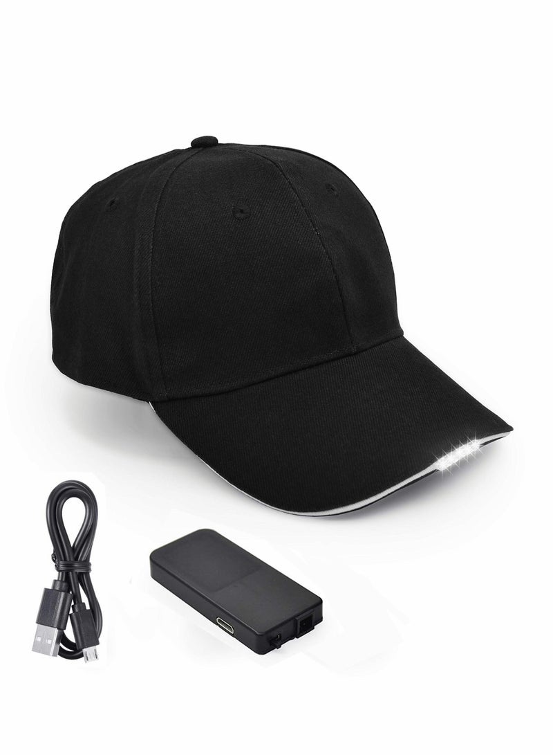 Excefore قبعة بيسبول LED بدون استخدام اليدين مع 5 بطاريات تعمل كمصباح يدوي للصيد والركض والتخييم والعمل اليدوي والحفلات - Image 1