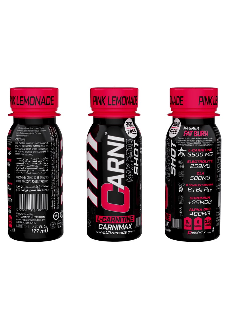 C5 CarniMax Shot Pink Lemonade - L-Carnitine Drink, 77ml, Sugar-Free, Weight Loss 12 Bottles - Image 2