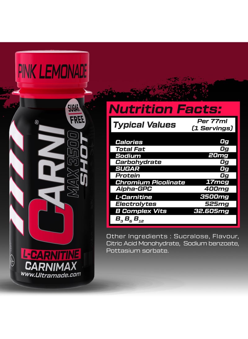 C5 CarniMax Shot Pink Lemonade - L-Carnitine Drink, 77ml, Sugar-Free, Weight Loss 12 Bottles - Image 4