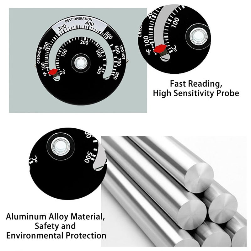 Stove Thermometer: 100 ℉ - 900 ℉ Accurate Measurement - Overheating Protection Temperature Gauge for Wood Stove, Barbecue Oven - Image 2