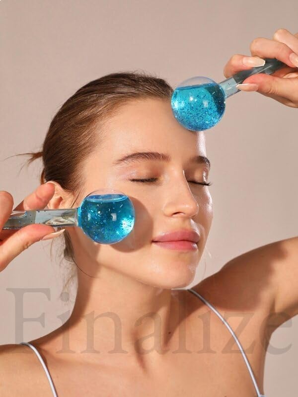Finalize Facial Ice Globe Smart Cool Face Roller Neck Massager Ball Facial Massage Tools for Neck Eye Circle Reduce Puffiness Anti Ageing Wrinkles Soothing Firming Skin 2Pcs PINK - Image 5