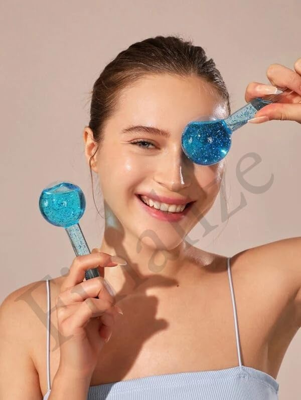 Finalize Facial Ice Globe Smart Cool Face Roller Neck Massager Ball Facial Massage Tools for Neck Eye Circle Reduce Puffiness Anti Ageing Wrinkles Soothing Firming Skin 2Pcs PINK - Image 3