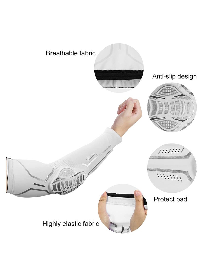 Y&D 2 PCS Honeycomb Elbow Pads Protection Brace Tightening Breathable for Sports White L Size - Image 4