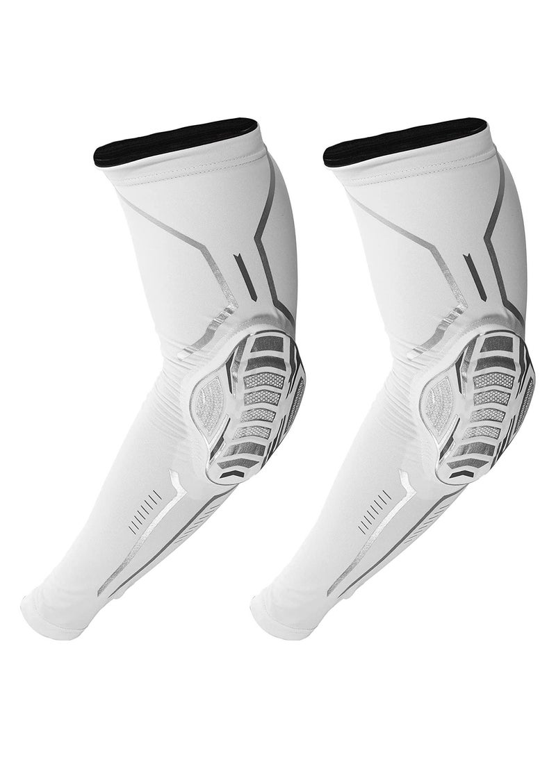 Y&D 2 PCS Honeycomb Elbow Pads Protection Brace Tightening Breathable for Sports White L Size - Image 1