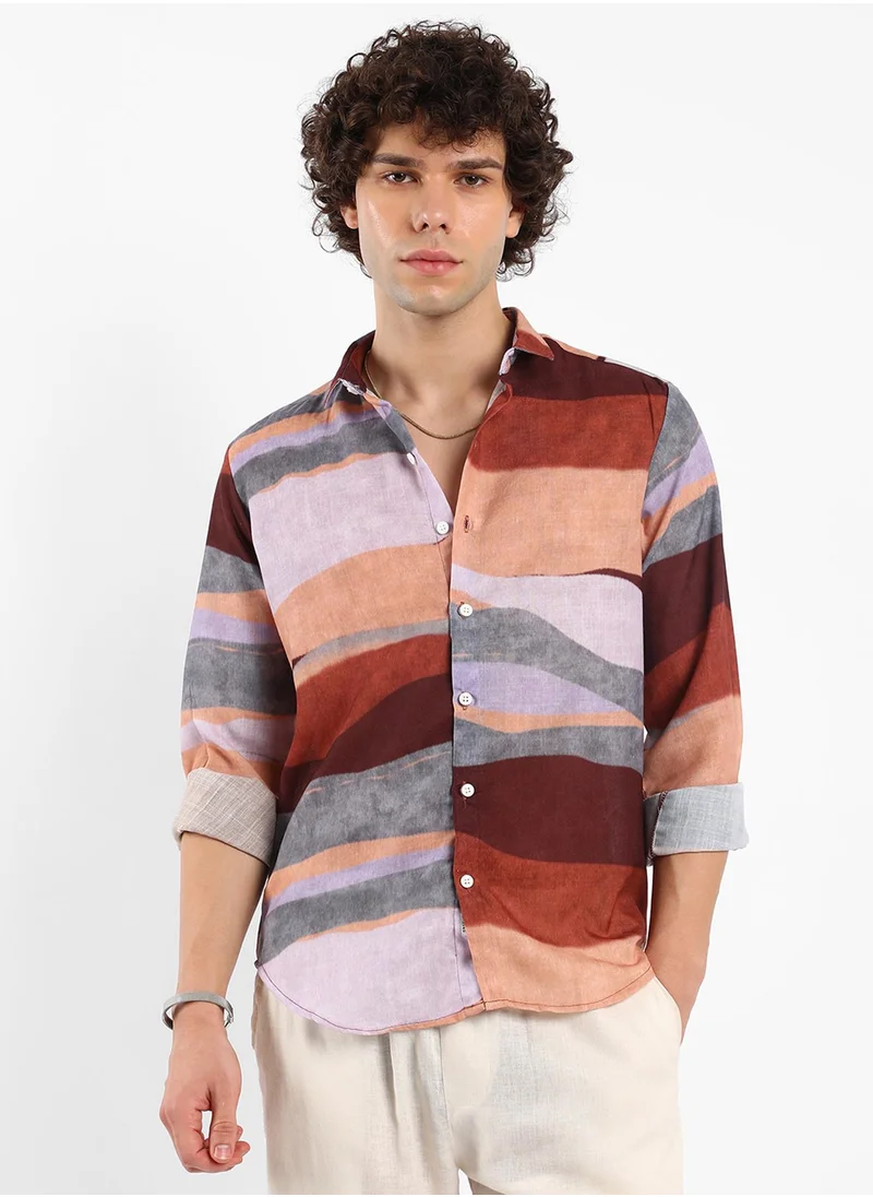 Campus Sutra Men's Multicolour Earthy Block Shirt