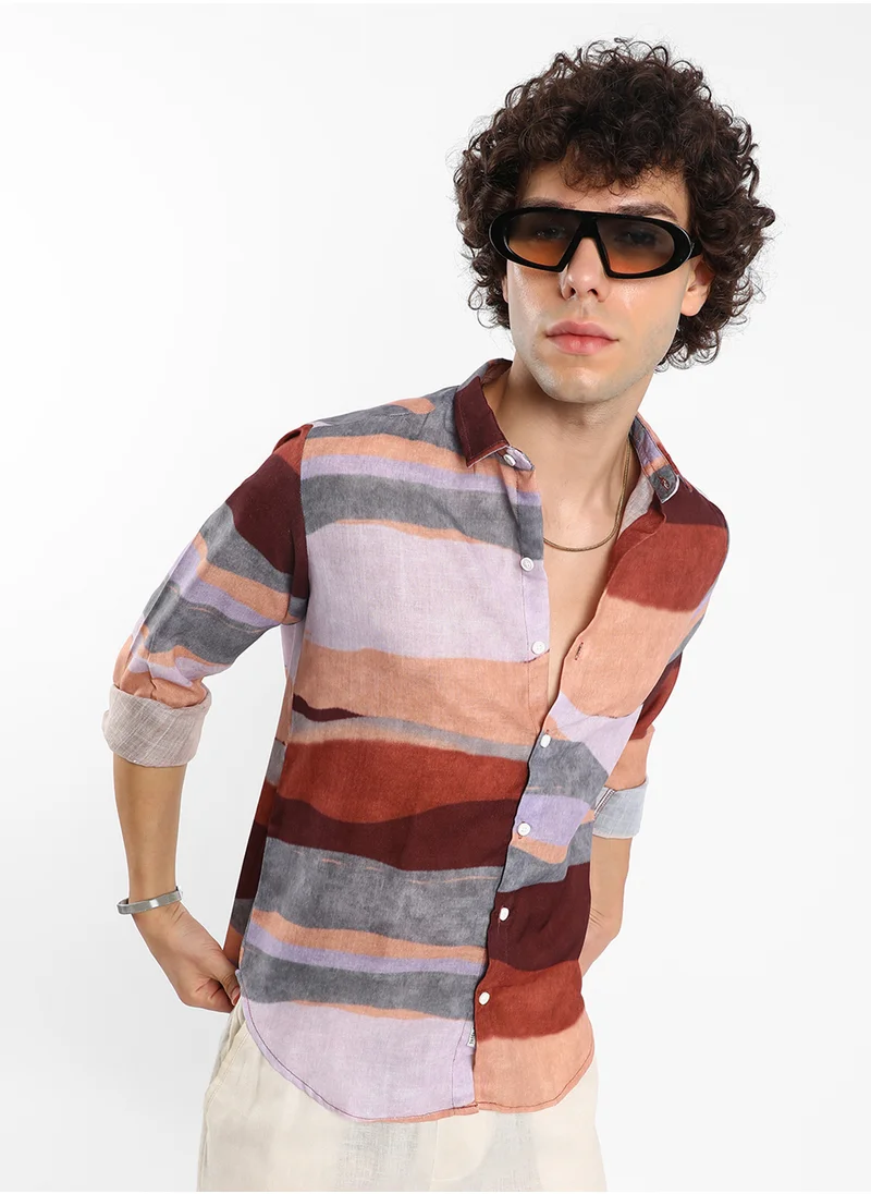 Campus Sutra Men's Multicolour Earthy Block Shirt