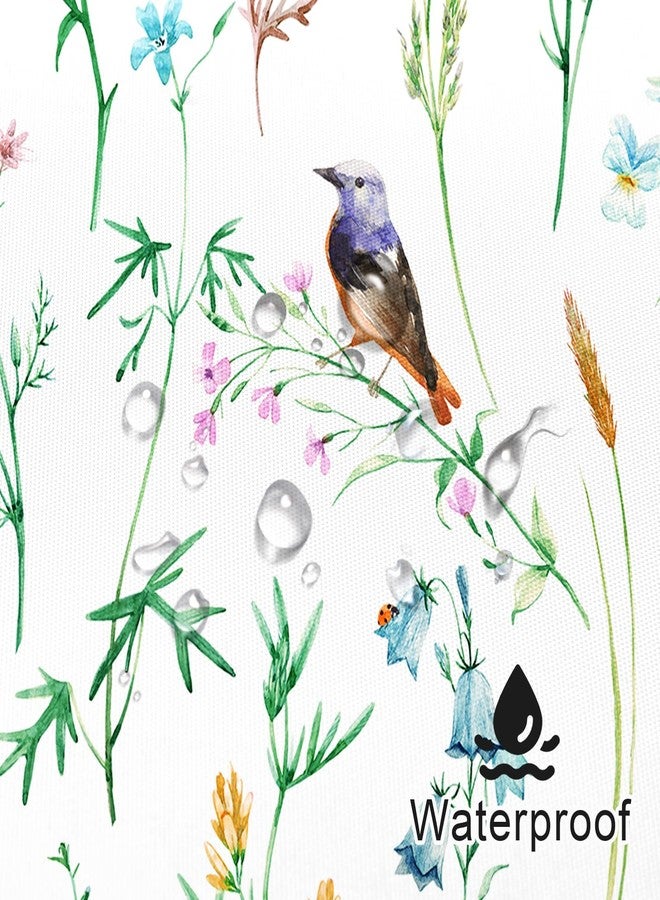 Litabel Green Cute Floral Shower Curtain, Watercolor Birds, Butterflies, Snails & Flower Design Shower Curtains for Chic Bathroom, Nature-Inspired Garden Fabric Shower Curtain, 72 x 72 - Image 4