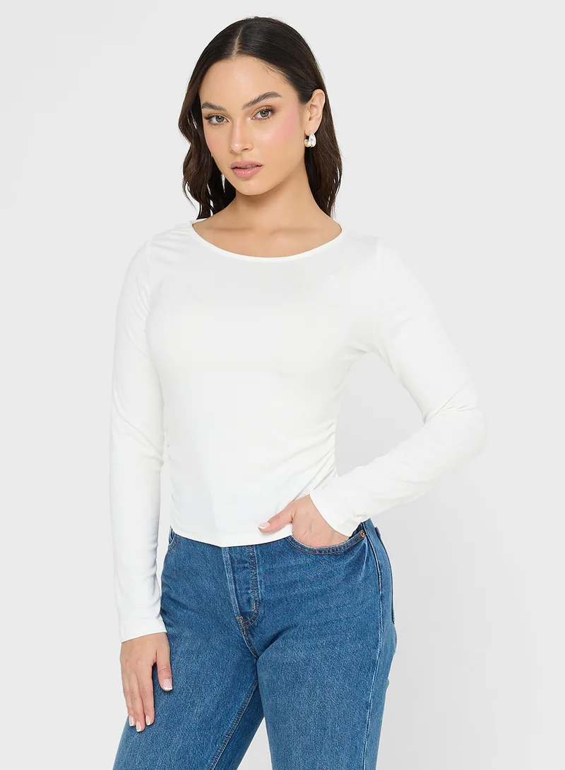 Ginger Basics Ruched Fitted Long Sleeves T-shirt