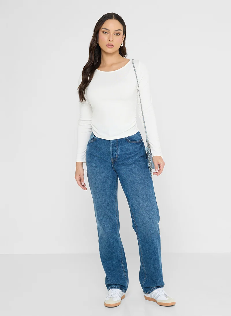 Ginger Basics Ruched Fitted Long Sleeves T-shirt