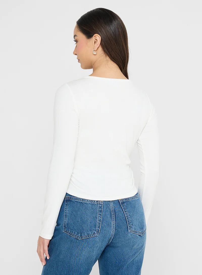 Ginger Basics Ruched Fitted Long Sleeves T-shirt