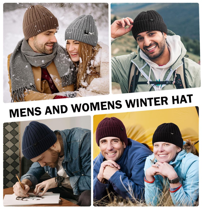 Wmcaps Winter Beanie Knitted Hats for Men Women, Fleece Lined Beanie Warm Stocking Cap Soft Warm Ski Hats Unisex (Slate Grey) - Image 5