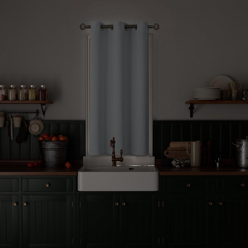 BGment Kitchen Curtain 45 Inch Length  Short Room Darkening Curtain for Small Window  Grommet Privacy Thermal Insulated Tier Sun Blocking Drape for Bedroom  1 Panel  42 x 45 Inch  Greyish White - Image 2