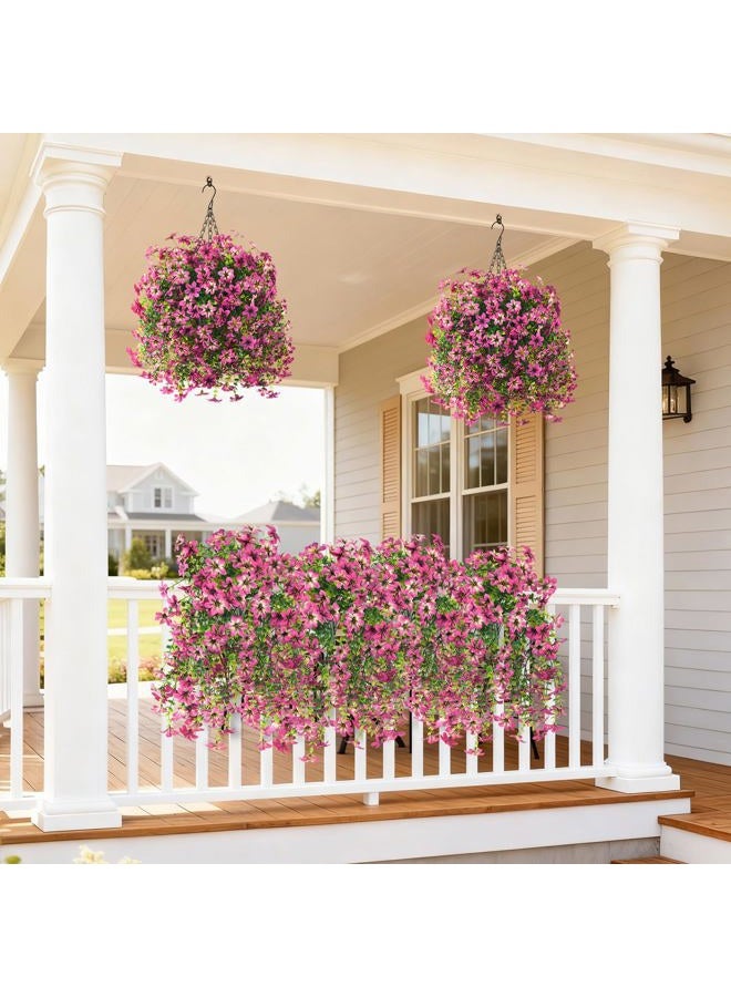 ZFProcess Artificial Flowers for Outdoors, 2 Pcs Fake Hanging Flowers Plants Outdoors Spring Summer Decoration, UV Resistant Faux Flower for Outdoor Planters Porch Patio Yard Home Decor(Gradient Purple Red) - Image 2