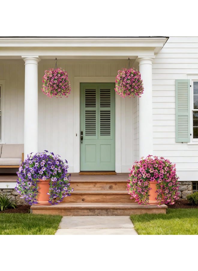 ZFProcess Artificial Flowers for Outdoors, 2 Pcs Fake Hanging Flowers Plants Outdoors Spring Summer Decoration, UV Resistant Faux Flower for Outdoor Planters Porch Patio Yard Home Decor(Gradient Purple Red) - Image 5