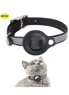 RTYY Airtag Cat Collar,Non-detachable Leather Adjustable Kitten Collar, Reflective Anti-suffocation Kitten Collar with Air Tag Holder for Girls Boys Cats, Small Dogs, Puppies  - Image 1